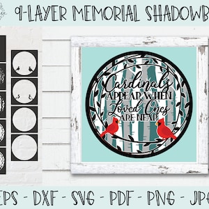 Mémorial SVG, SVG Shadowbox 3D, Cardinal SVG, fichier de coupe pour Cricut, fichier de coupe pour la silhouette, Svg de mandala 3D, cadeau commémoratif, apparition de cardinaux
