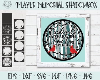 Memorial SVG, 3D Shadowbox SVG, Cardinal SVG, Cut file for Cricut, Cut file For Silhouette, 3D Mandala Svg, Memorial Gift, Cardinals Appear