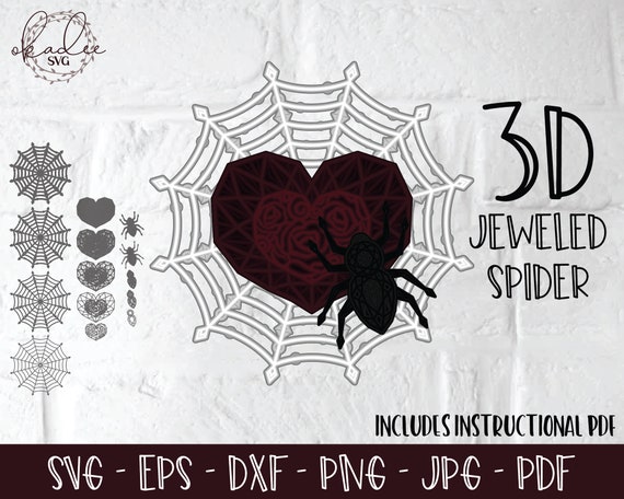 3d Jeweled Spider Svg Layered Spider Web Svg Halloween Etsy