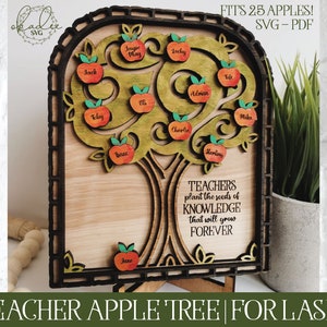 Laser Cut File, Glowforge, Teacher Laser Cut, Glowforge Teacher, Teacher Apple Svg, Teacher Tree Svg, Laser Teacher Svg, Teacher Svg File