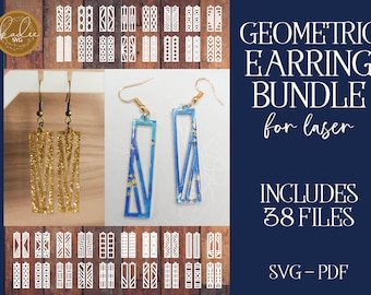Geometric Earring SVG, Bar Dangle Earring, Laser Cut Earring, Laser Cut File, Glowforge Earring, Glowforge File, Earring SVG Bundle, Laser