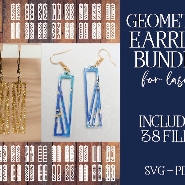 Geometric Earring SVG, Bar Dangle Earring, Laser Cut Earring, Laser Cut File, Glowforge Earring, Glowforge File, Earring SVG Bundle, Laser