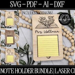 Teacher Laser File, Sticky Note Holder File, Laser Note Holder, Glowforge Sticky Note, Laser Cut File, Teacher Gift, Laser Cut Teacher SVG