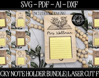Lehrer Laser-Datei, Haftnotiz-Halter-Datei, Laser-Notiz-Halter, Glowforge Sticky Note, Laser Cut-Datei, Geschenk für den Lehrer, Laser-Schnitt-Lehrer SVG