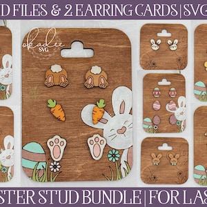 Easter Stud SVG, Stud Earring SVG, Laser Cut Stud Earring, Glowforge Stud SVG, Laser Earring File, Glowforge Earring File, Easter Bunny File