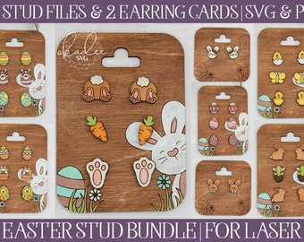 Easter Stud SVG, Stud Earring SVG, Laser Cut Stud Earring, Glowforge Stud SVG, Laser Earring File, Glowforge Earring File, Easter Bunny File