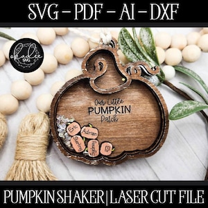 Pumpkin Shaker File, Laser Cut Shaker, Glowforge Ornament, Shaker Ornament File, Ornament Bundle, Thanksgiving Ornament File, Laser Shaker