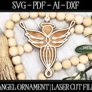 Angel Ornament File, Laser Cut Ornament, Glowforge File, Laser SVG, Angel Cut File, Laser Ornament, Glowforge SVG, Laser Cut Angel