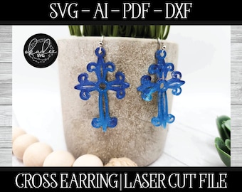 Cross Earring SVG, Laser Cross Earring, Glowforge Easter, Laser File, Christian Laser, Christian Earring, Easter Cut File, Laser Earring