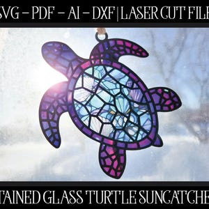 Schildkröte Suncatcher Datei, Laser geschnittener Suncatcher, Glowforge Suncatcher, Schildkröte SVG, Schildkröte Cut-Datei, Glowforge SVG, Laser-Datei