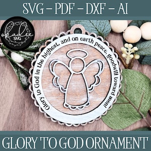 Angel Laser File, Laser Cut Angel, Glowforge Angel, Laser Angel SVG, Angel Cut File, Laser Ornament, Glowforge, Angel Ornament, Glory to God