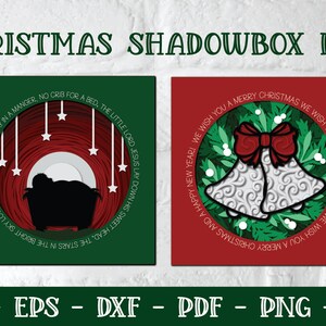 3D Weihnachtsschattenbox, Layered Christmas Svg, 3D Weihnachtssvg, 3D Weihnachtsglocken, 3D Baby Jesus, 3D Krippen svg, Layered Nativity Svg