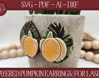 Fall Earring SVG, Pumpkin Laser File, Glowforge Earring, Laser File, Pumpkin Cut File, Earring SVG, Laser Cut Fall, Pumpkin Earring SVG