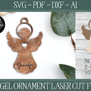 Angel Laser File, Laser Cut Angel, Glowforge Angel, Laser Angel, Angel Cut File, Angel Ornament, Glowforge, Memorial Angel, Angel Wings SVG