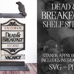 Laser Cut File, Laser Halloween, Dead and Breakfast SVG, Halloween SVG, Glowforge Halloween, Halloween Shelf Sitter, Laser Cut Decor, Witch