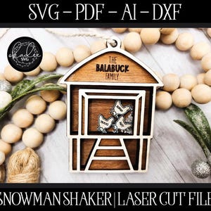 Chicken Shaker File, Laser Cut Shaker, Glowforge Ornament, Shaker Ornament File, Ornament Bundle, Family Ornament, Personalized File