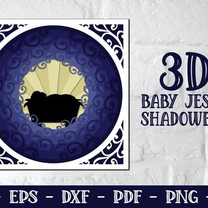 3D Baby Jesus Setzkasten, Krippe Mandala, Setzkasten Weihnachten, 3D Weihnachten SVG, Geschichtete Weihnachten SVG, Papierschnitt Weihnachten, Weihnachten SVG
