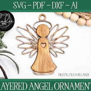 Angel Laser File, Laser Cut Angel, Glowforge Angel, Laser Angel SVG, Angel Cut File, Laser Ornament, Glowforge SVG, Ornament, Memorial File