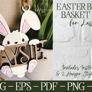 Osterhase Laser SVG, Glowforge Svg, Oster Laser SVG, Ostern SVG, Ostern Korb sVG, Osterhase Svg, Split Monogramm Svg, Laser