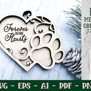 Laser Pet Memorial SVG, Pet Memorial Ornament, Memorial Ornament SVG, Pet Ornament Svg, laser pet svg, glowforge pet svg, glowforge ornament