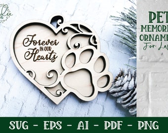 Laser Pet Memorial SVG, Pet Memorial Ornament, Memorial Ornament SVG, Pet Ornament Svg, laser pet svg, glowforge pet svg, glowforge ornament