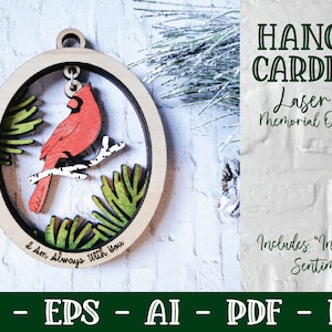 Cardinal Ornament Svg, Memorial Laser SVG, Glowforge Ornament Svg, Cardinal Laser Svg, Glowforge Svg, Laser Ornament Svg, Christmas Laser
