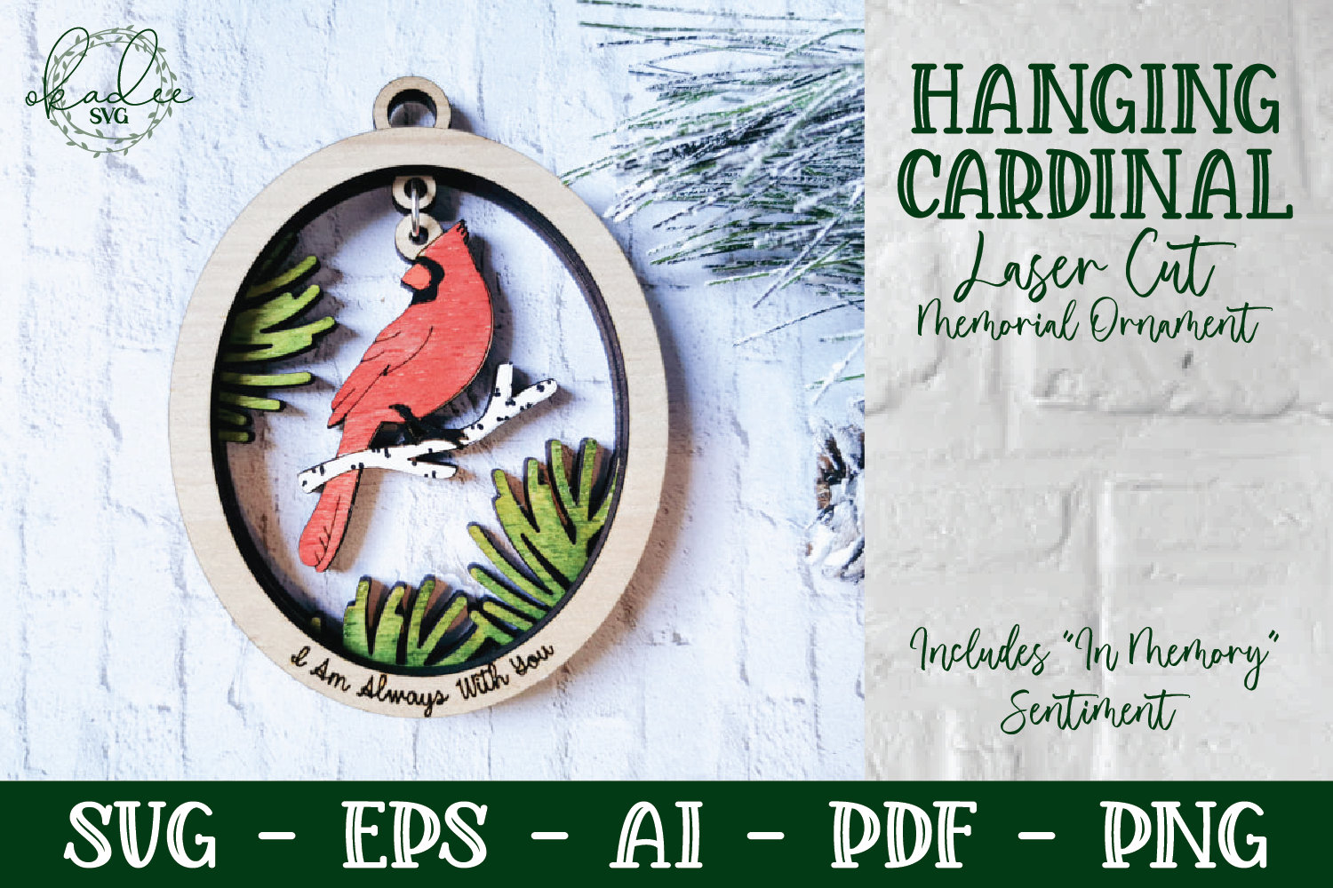 Cardinal Ornament Svg, Memorial Laser SVG, Glowforge Ornament Svg, Cardinal Laser Svg, Glowforge Svg, Laser Ornament Svg, Christmas Laser