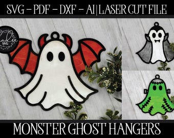 Ghost Ornament, Monster Ghost File, Laser Cut File, Laser Cut Ghost, Glowforge Cut File, Laser Halloween, Glowforge Halloween