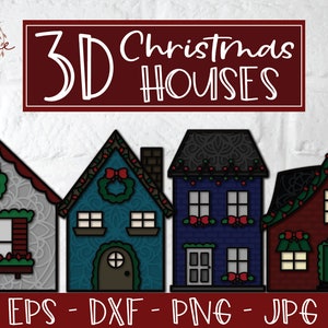 3D Weihnachtshaus Bundle, 3D Weihnachtsdorf, 3D Mandala, Papierschnitt Dorf, Weihnachtsdorf, Weihnachtsmandala, Weihnachtsdeko