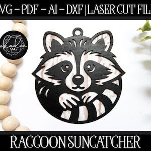 Attrape-soleil raton laveur, attrape-soleil découpé au Laser, attrape-soleil Glowforge, raton laveur SVG, fichier coupé raton laveur, SVG Glowforge, fichier laser