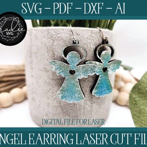 Angel Earring SVG, Earring Laser File, Glowforge Earring, Angel Laser File, Christmas Laser File, Christmas Earring SVG, Memorial SVG