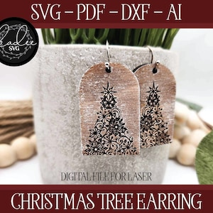 Christmas Tree Earring SVG, Earring Laser File, Glowforge Earring, Christmas Laser File, Snowflake Laser File, Christmas Earring File