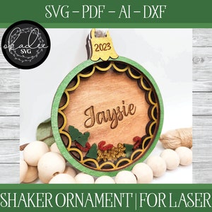 Christmas Shaker Ornament, Laser Cut SVG, Laser Cut File, Christmas Ornament, 2023 Ornament, Laser Shaker, Glowforge File, Laser