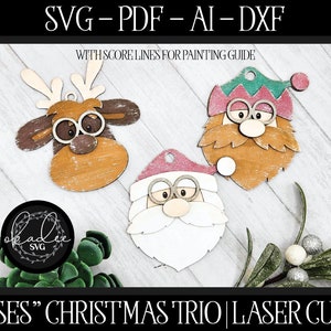 Weihnachtsmann Laser-Datei, Laserschnitt-Verzierung, Glowforge Rentier, Laser Elf SVG, Weihnachtsmann-Schnittdatei, Laserverzierung, Glowforge SVG, Weihnachts Bundle
