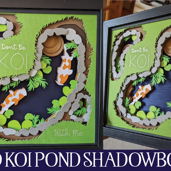 3D Koi Pond SVG, 3D Shadowbox SVG, Layered Koi Pond, Layered Shadowbox Svg, Papercut Shadowbox, 3D SVG, Layered Papercut, Goldfish Svg