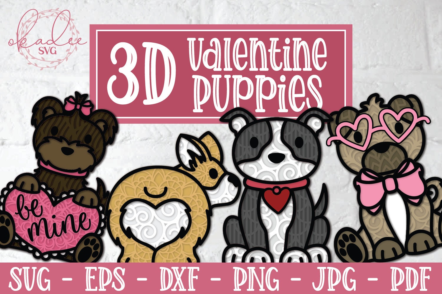 Download 3D Valentine Cachorros SVG SVG de San Valentín en capas | Etsy