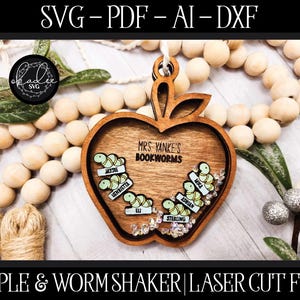Apple Shaker File, Laser Cut Shaker, Glowforge Ornament, Shaker Ornament File, Ornament Bundle, Teacher Ornament, Personalized File