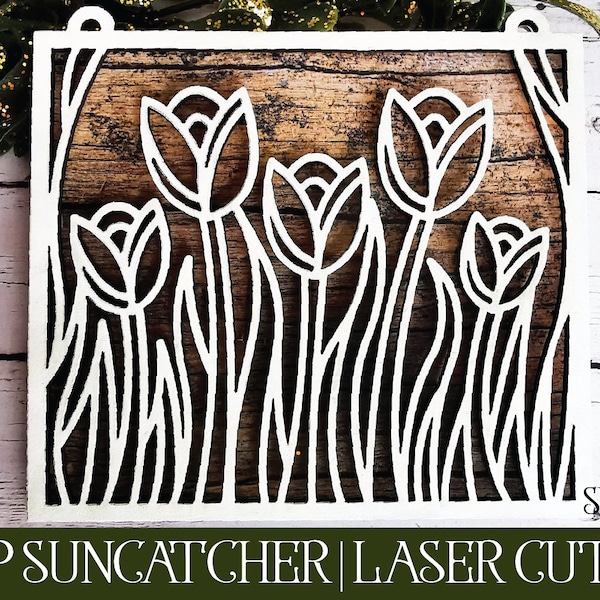 Laser Cut File, Laser Cut Suncatcher, Suncatcher SVG, Layered Suncatcher, Laser Suncatcher, Floral Laser Cut, Tulip Suncatcher SVG, Flower