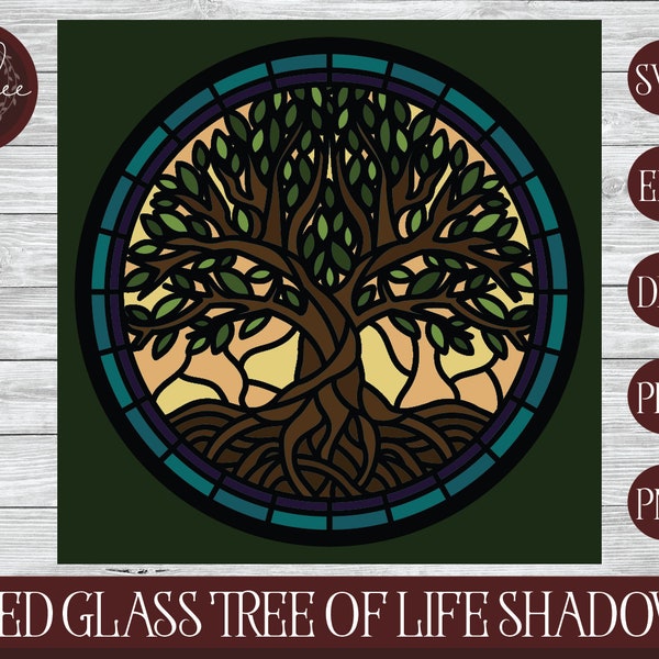 3D Stained Glass Shadowbox, Tree of Life SVG, Stained Glass Shadowbox, 3D Mandala, Tree of Life Shadowbox, 3D Tree Svg, Cricut Tree of Life