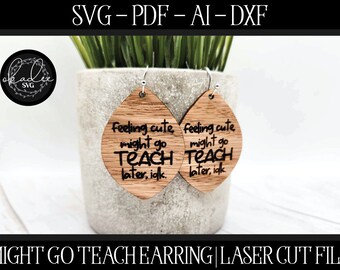 Leraar Earring SVG, Earring Laser-bestand, Glowforge Earring, Apple Earring Laser-bestand, Leraar Laser Cut-bestand, Laser School Svg, Laser SVG