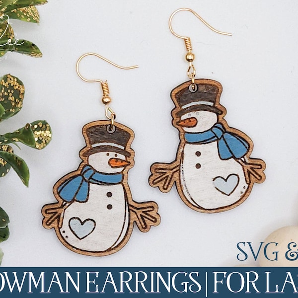 Snowman Earring SVG, Laser Cut Earring, Glowforge Earring, Winter Earring, Christmas Earring SVG, Laser Earring SVG, Snowman Dangle, Earring