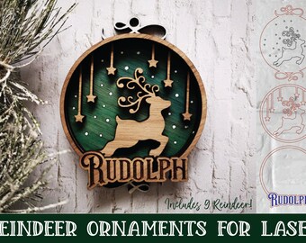 Laser Reindeer Ornament SVG, Reindeer Ornament SVG, Laser Ornament SVG, Christmas Ornament Svg, Laser Christmas Svg, Laser Reindeer Svg