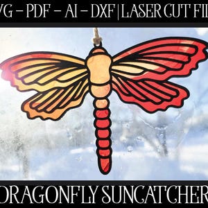 Dragonfly Suncatcher File, Laser Cut Suncatcher, Glowforge Suncatcher, Dragonfly Cut File, Glowforge SVG, Laser File, Laser Dragonfly SVG