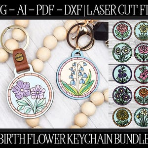 Landscape Laser File, Paint Party File, Glowforge Keychain Bundle, Flower Keychain SVG, Flower Laser File, Glowforge SVG, Laser Keychain