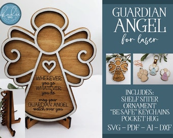 Guardian Angel SVG, Laser Cut Angel, Laser Cut File, Glowforge File, Glowforge Angel, Memorial SVG, Laser Cut Memorial, Laser Cut Easel