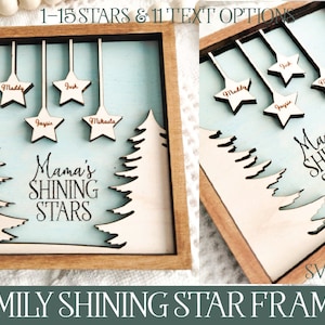 Láser de marco familiar, Estrellas brillantes SVG, Día de la Madre Svg, Archivo de corte Glowforge, Archivo de corte láser, Día de la Madre Láser, Familia Glowforge, Láser