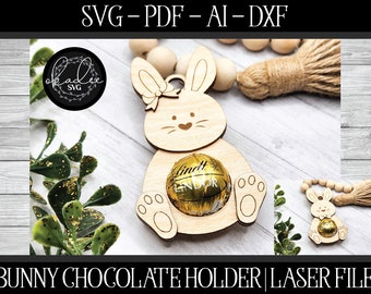Soporte de chocolate de Pascua SVG, Pascua Glowforge, Soporte de chocolate Glowforge, Archivo láser, Archivo de conejito láser, Archivo de corte de Pascua, Conejito de Pascua SVG