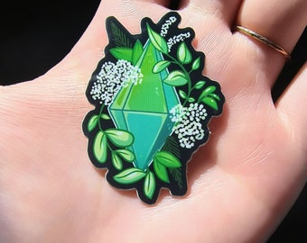 Cozy Gamer Floral Plumbob Vinyl Sticker (waterproof and vibrant) for Laptops, Hydroflask Water Bottles, and PC Cases