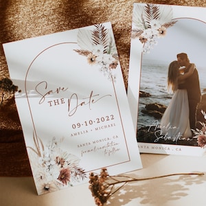 Myla-Pampas Save the Date Template, Modern Pampas Save the Date, Rust Save the Date, Terracotta Save the Date