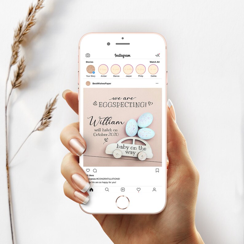 Social Media Digital Baby Reveal Instagram Facebook Pregnancy Reveal Editable Digital Baby Announcement,Digital Pregnancy Announcement